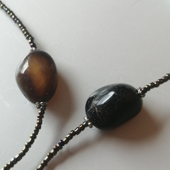 Polished Natural Stone MOP Pendant Seed Beads Handcrafted Necklace - Picture 7 of 10